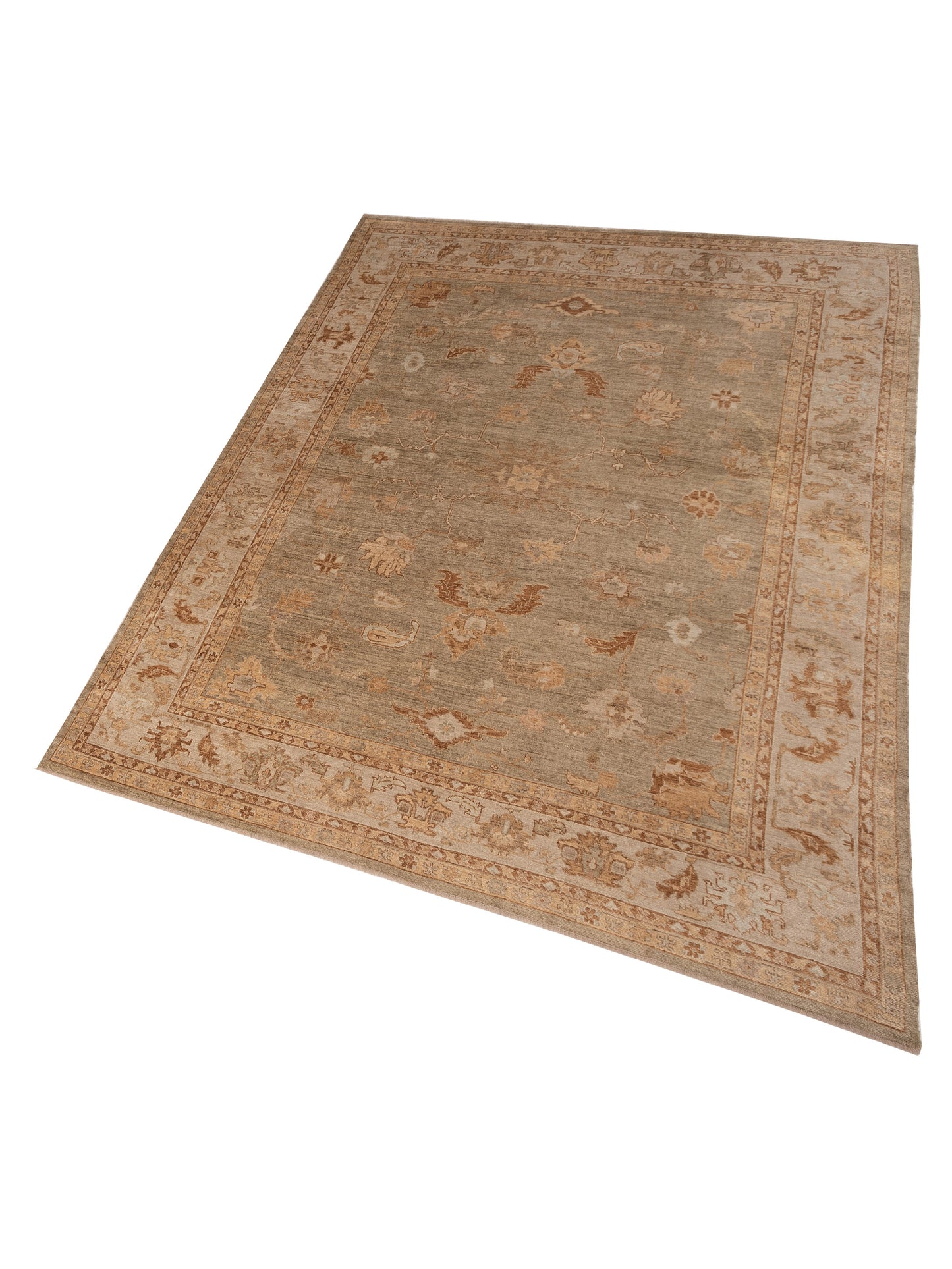 Angora Oushak 109622 Green Silver 11.10x15.9 Hand Knotted Rug