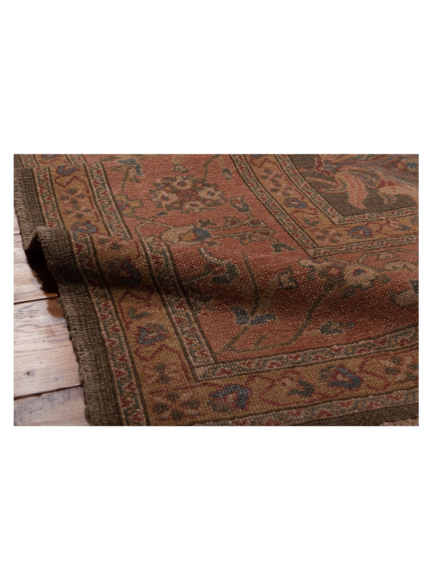 Turkish Elvan 97392 Green Pink 11.10x17.9 Hand Knotted Rug