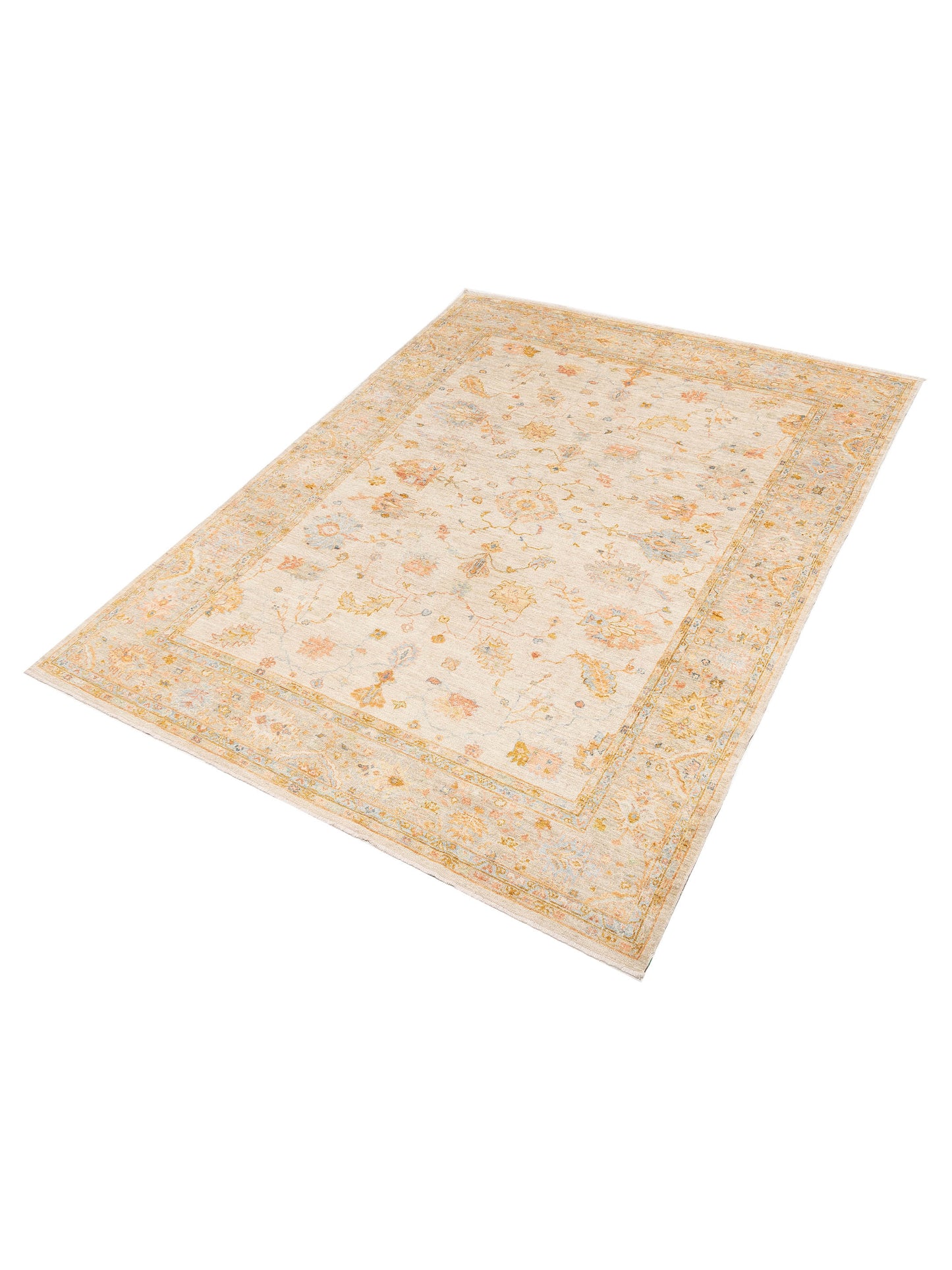 Angora Oushak 148184 Ivory Silver 10.2x13.3 Hand Knotted Rug