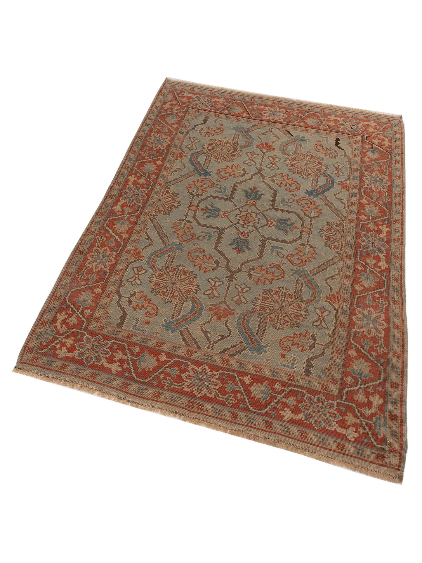 Transilvanian Kilim 70055 Silver Red 5.7x8.1 Hand Woven Rug