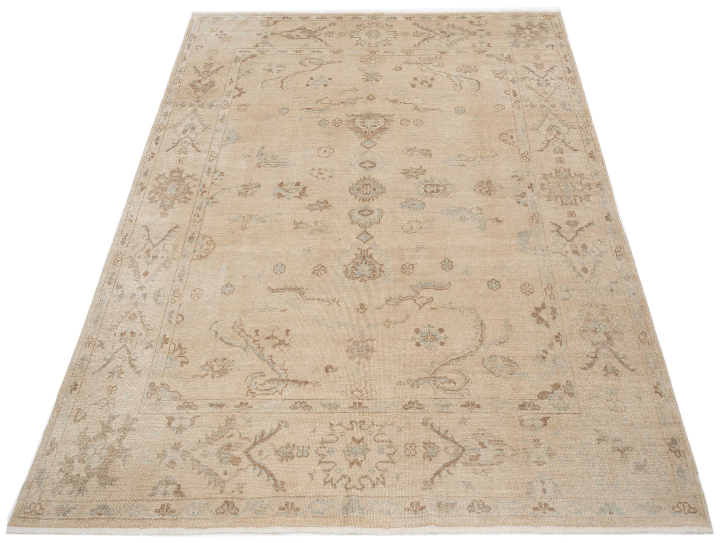 Angora Oushak 139243 Ivory Ivory 8.4x9.7 Hand Knotted Rug