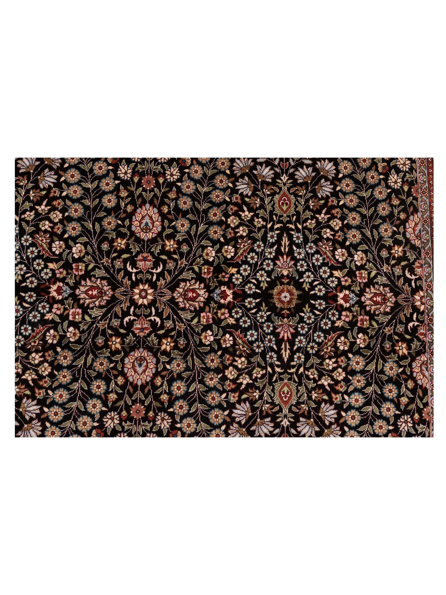 Pure Silk 122366 Black Ivory 3.1x5.2 Hand Knotted Rug