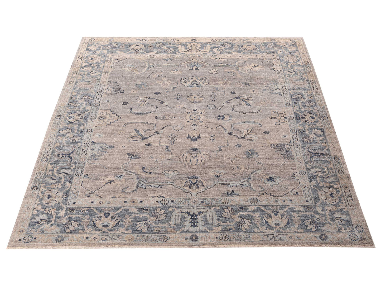Angora Oushak 156179 Gray Blue 8.4x9.10 Hand Knotted Rug