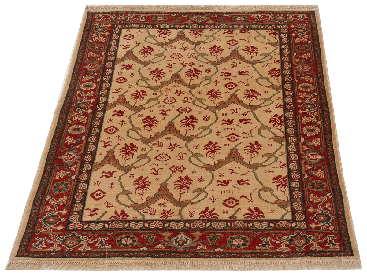 Antique Loom 104507 Ivory Red 4x5.10 Hand Knotted Rug