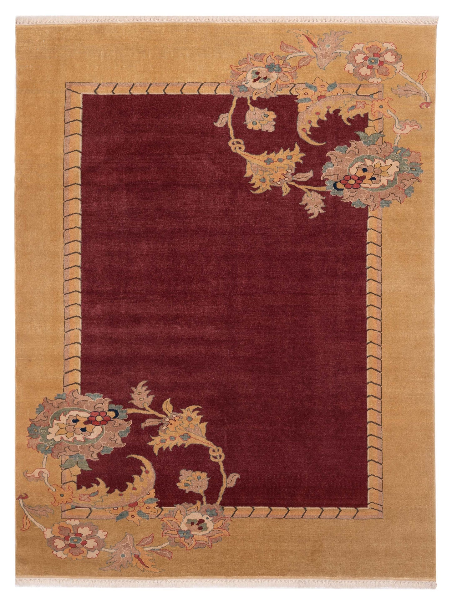 Pasha Antique Loom  Burgundy Gold Transitional