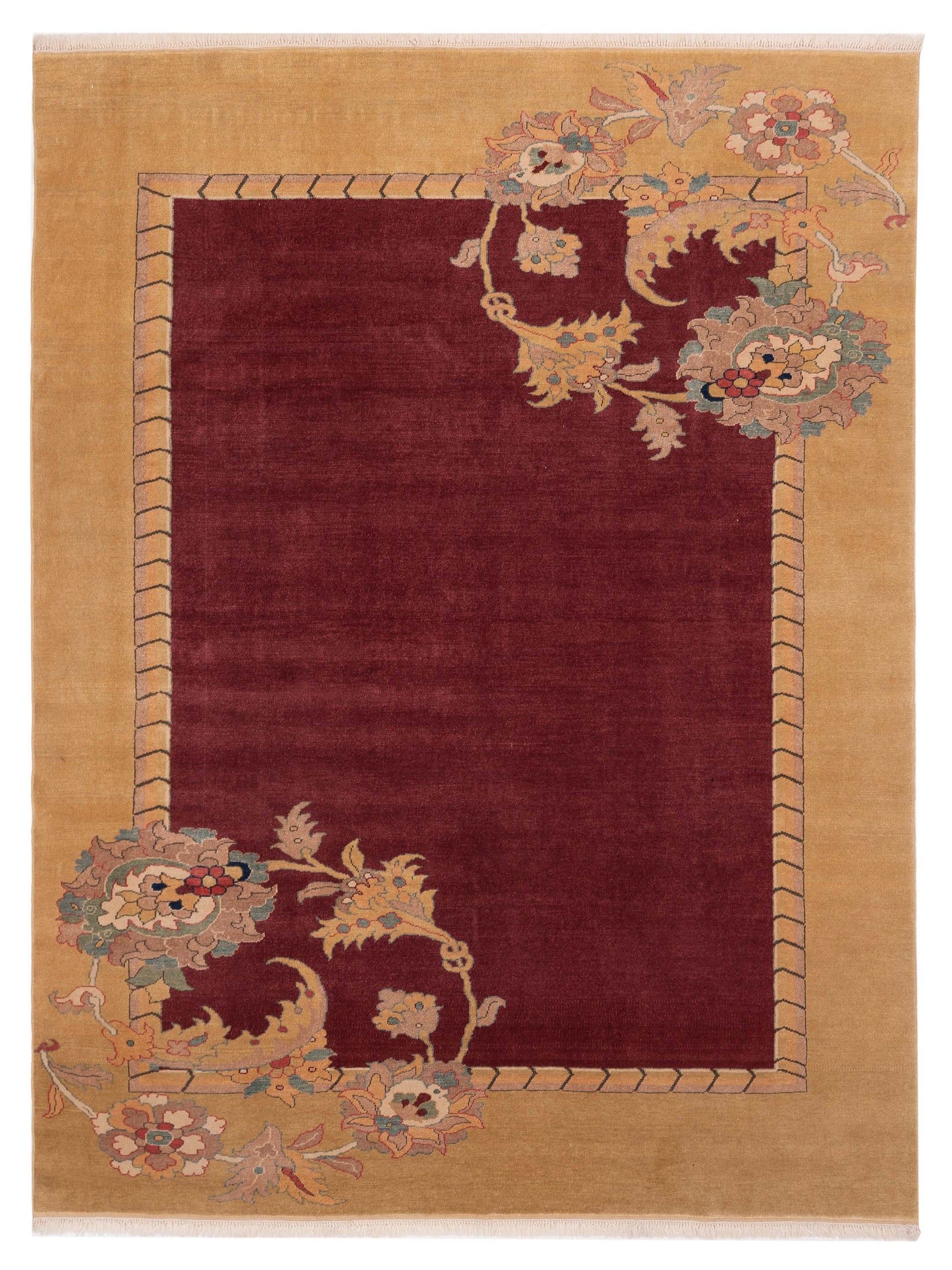 Pasha Antique Loom  Burgundy Gold Transitional