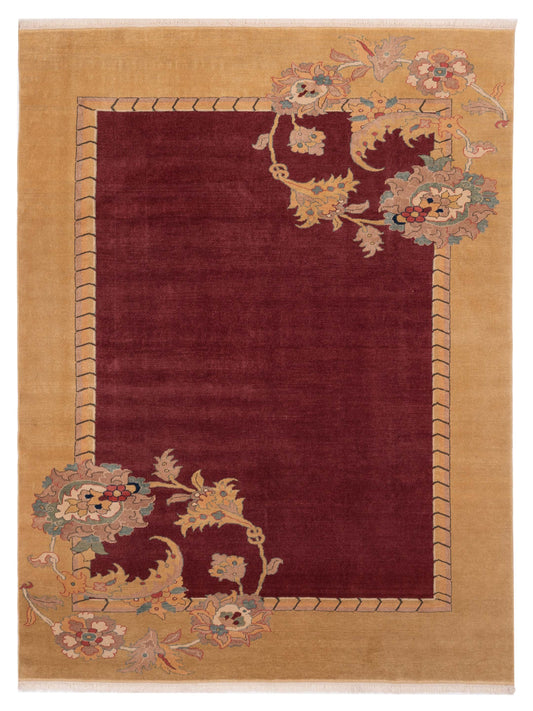 Pasha Antique Loom  Burgundy Gold Transitional