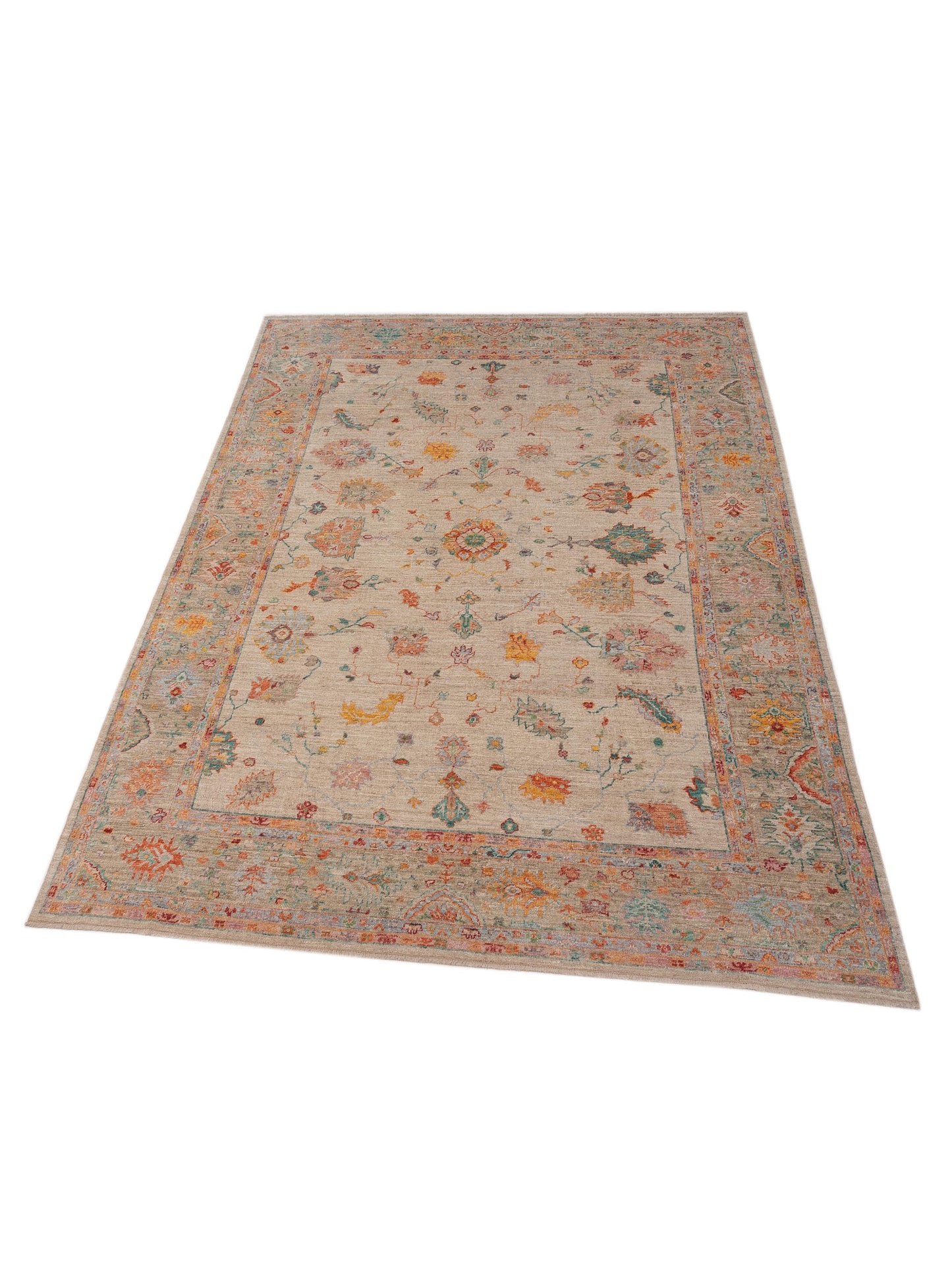 Angora Oushak 149916 Ivory Light Brown 10x13.5 Hand Knotted Rug