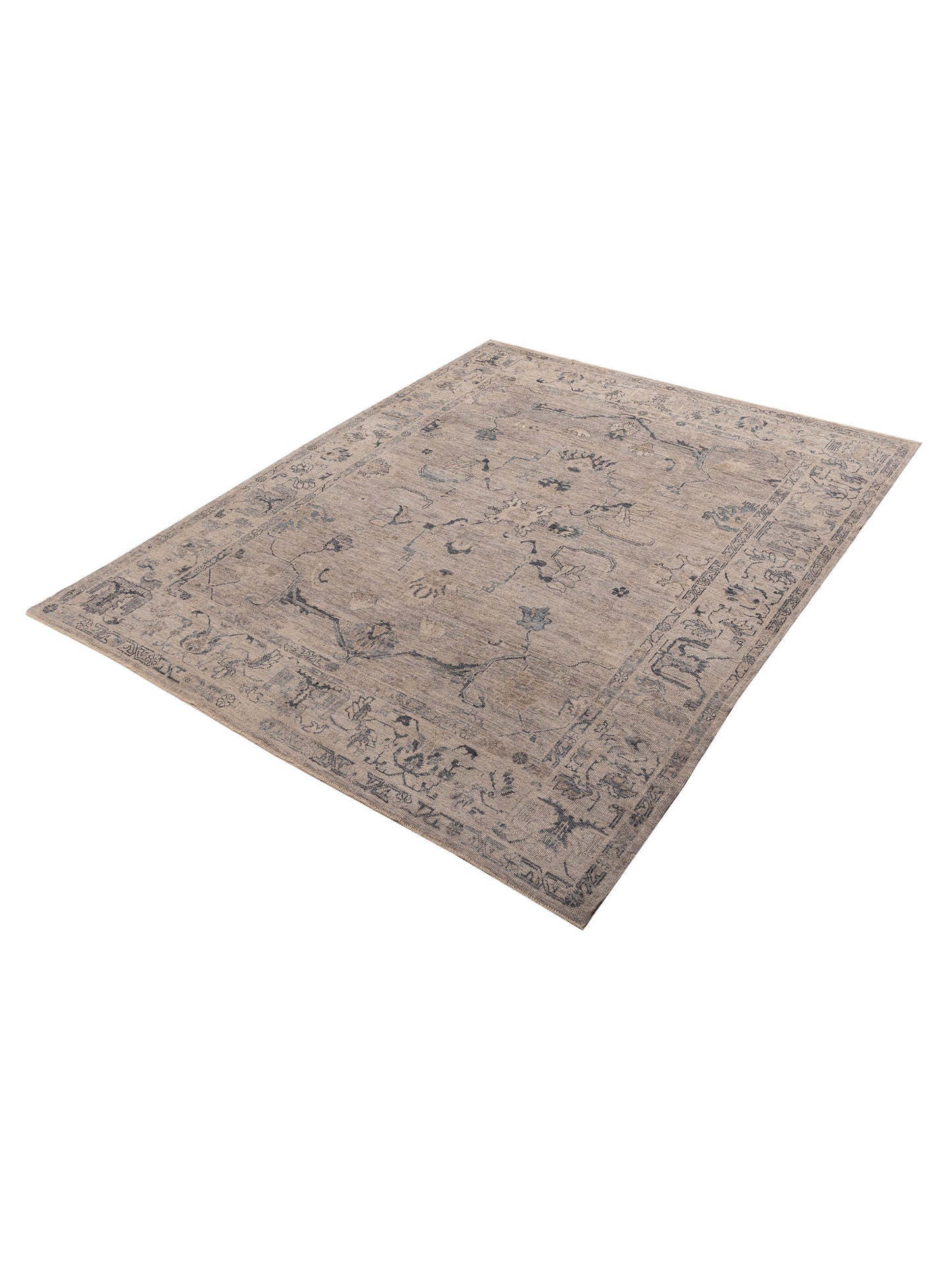 Angora Oushak 156089 Gray Gray 9.3x11.8 Hand Knotted Rug