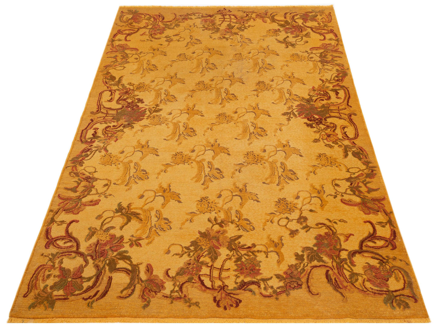 Vintage 109000 Yellow 6.8x9.6 Hand Knotted Rug