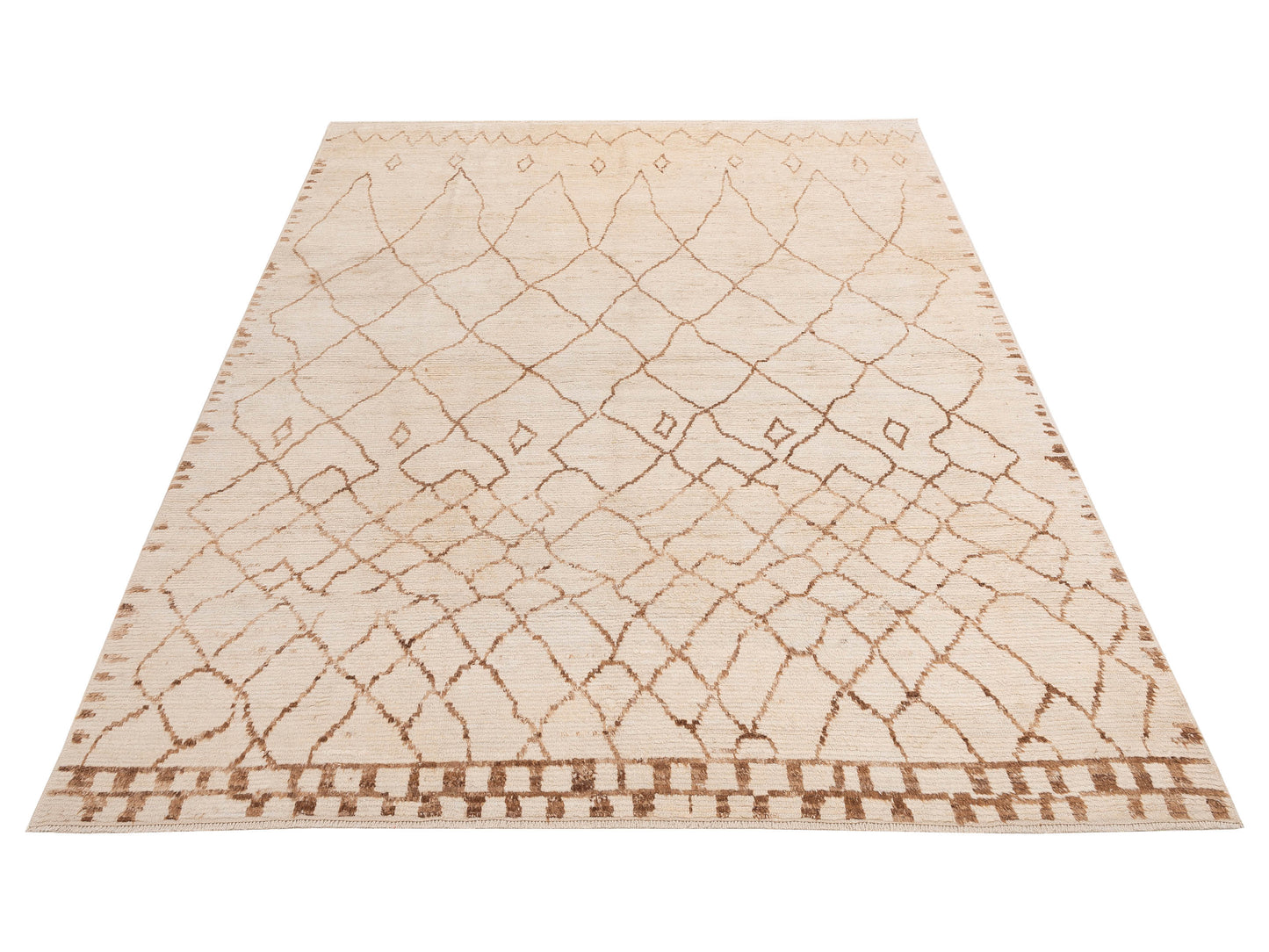 Berber Ivory Brown 9.2x12.2 Hand Knotted Rug