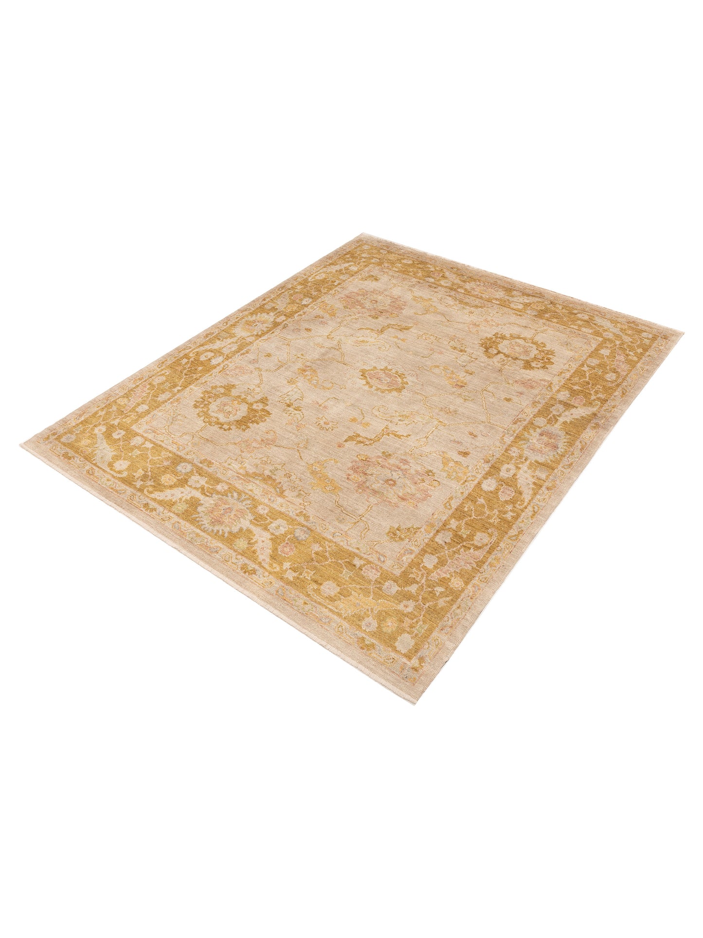 Angora Oushak 144624 Silver Mustard 8.3x10.3 Hand Knotted Rug