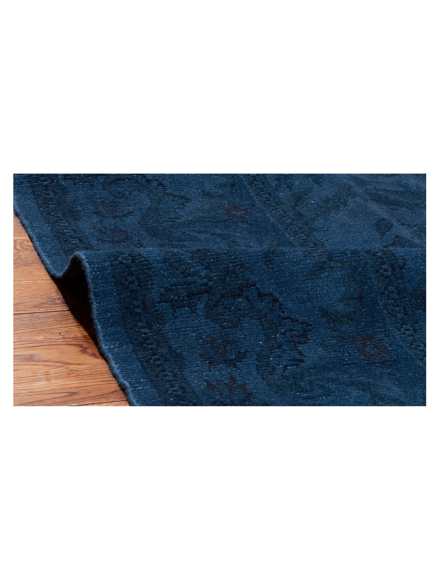 Vintage 112166 Dark Blue 12.3x14.9 Hand Knotted Rug