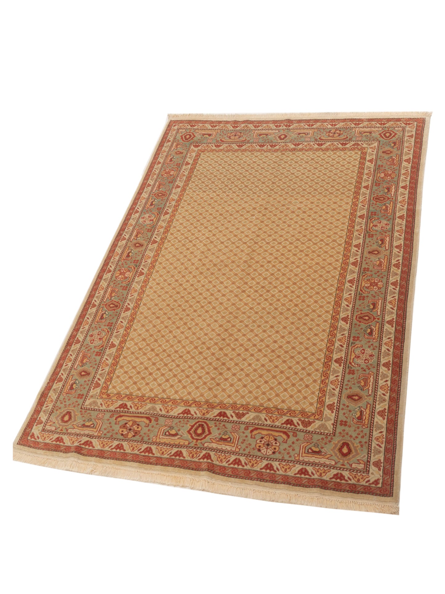 Antique Loom 117147 Beige Blue 6.9x8.4 Hand Knotted Rug