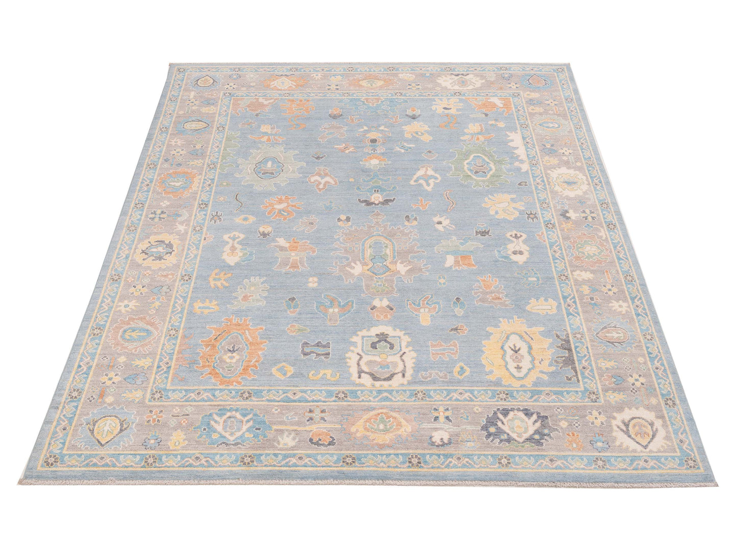 Anadol Oushak 151064 Blue Brown 7.11x9.8 Hand Knotted Rug