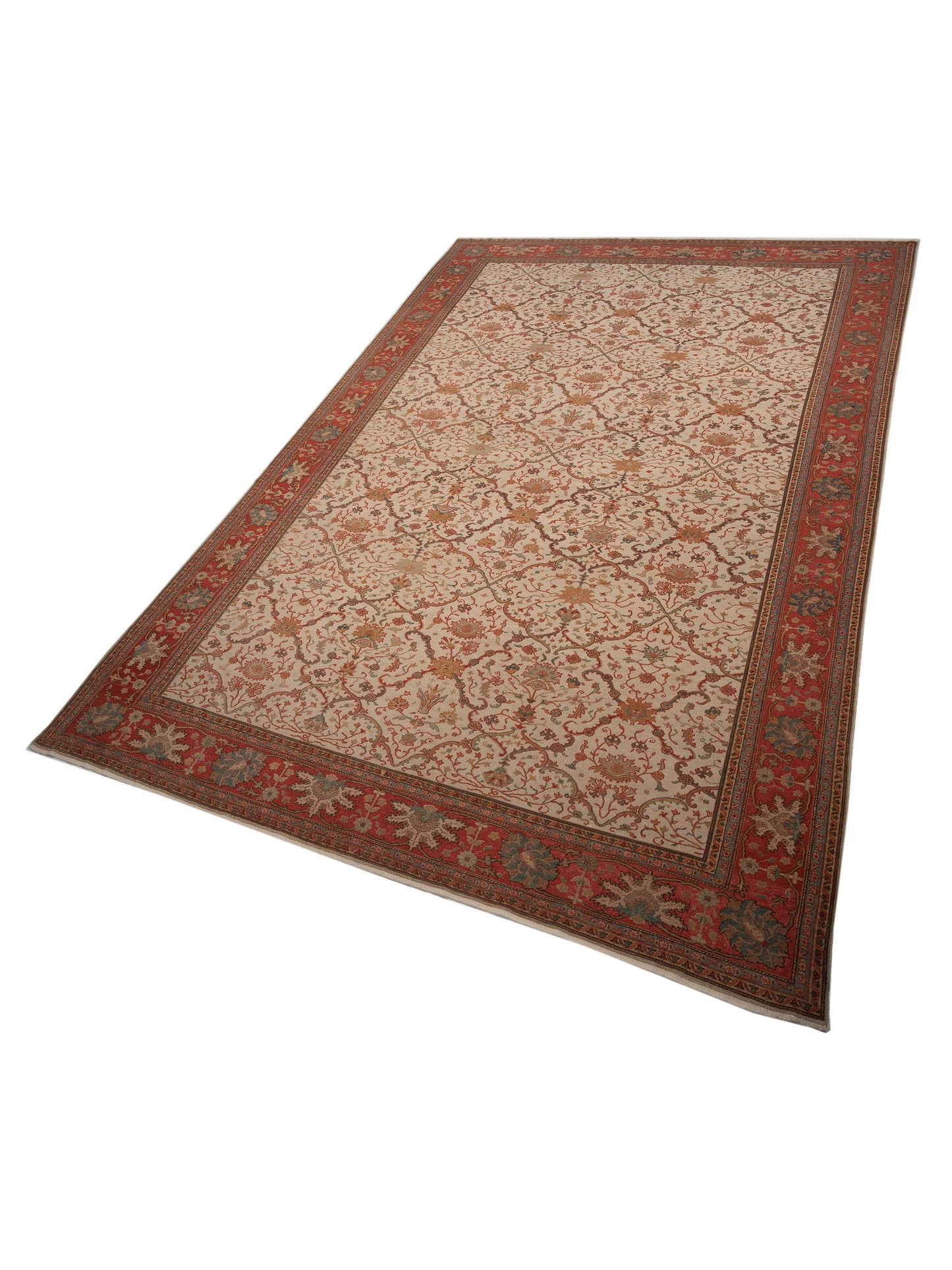 Antique Loom 108036 Ivory Rust 12.1x17.10 Hand Knotted Rug