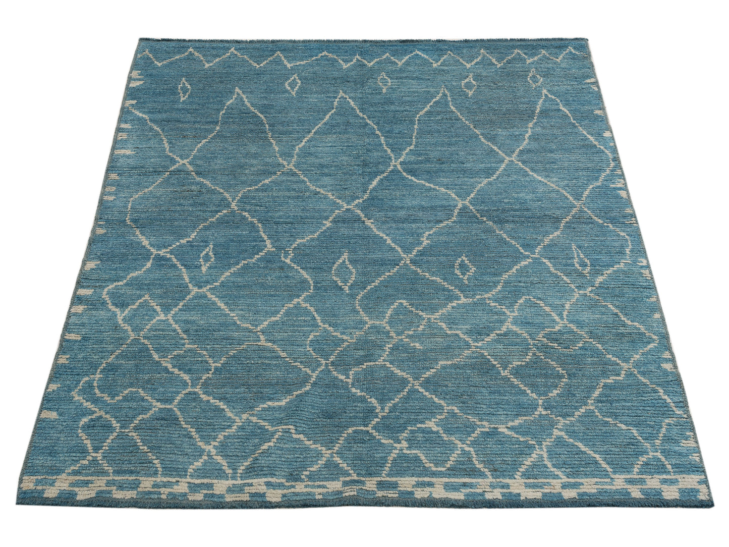 Berber Aspendos Turquoise Ivory 5.7x7.9 Hand Knotted Rug