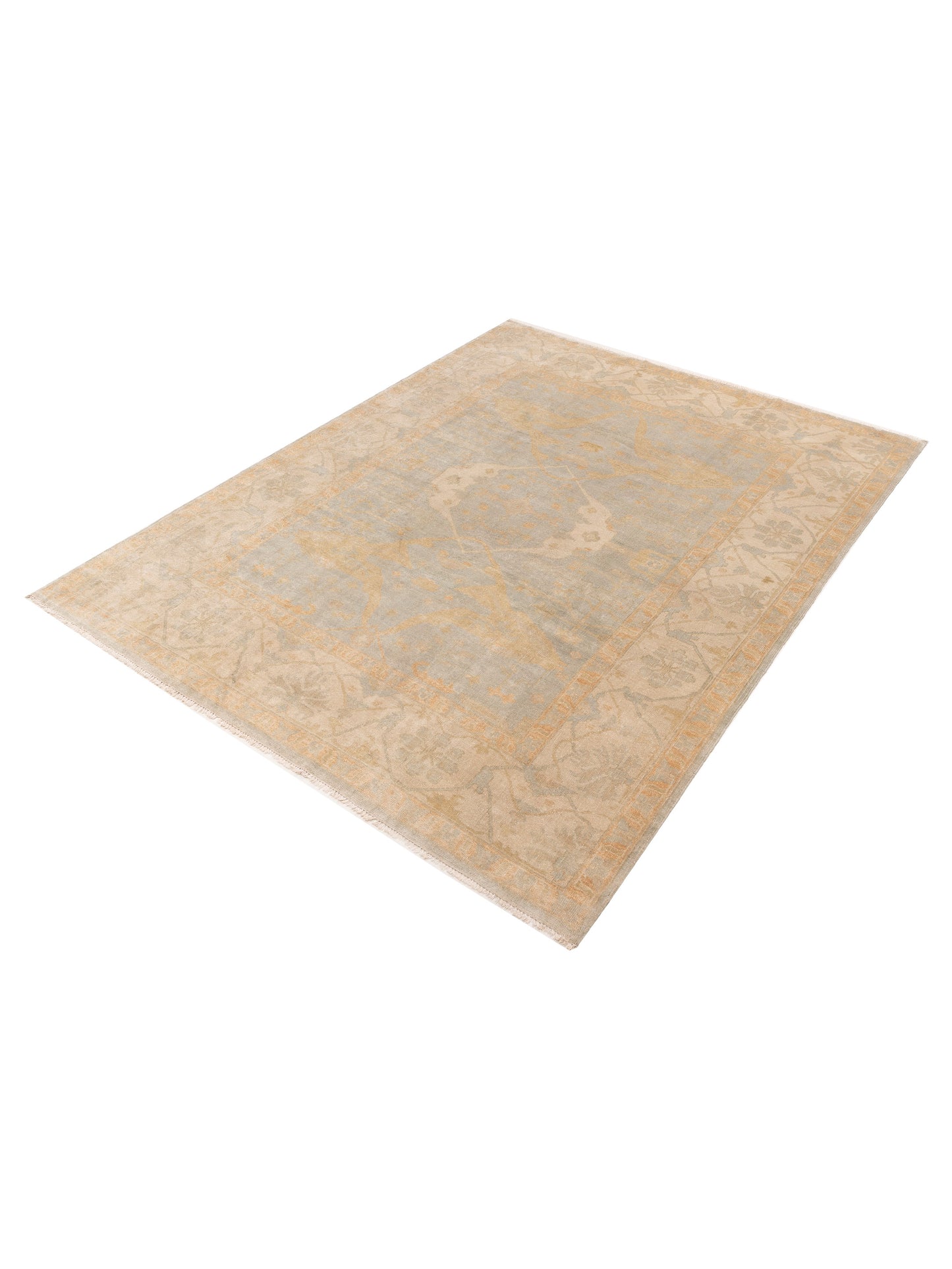 Oushak Shah 153720 Blue Ivory 9.3x11.10 Hand Knotted Rug