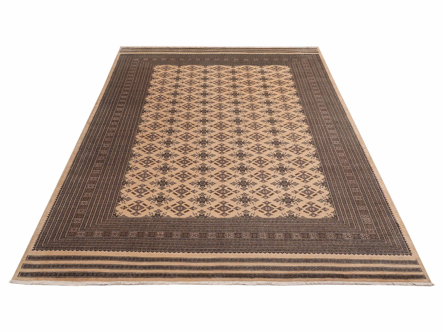 Bokhara 153421 Beige Black 9.6x12.9 Hand Knotted Rug