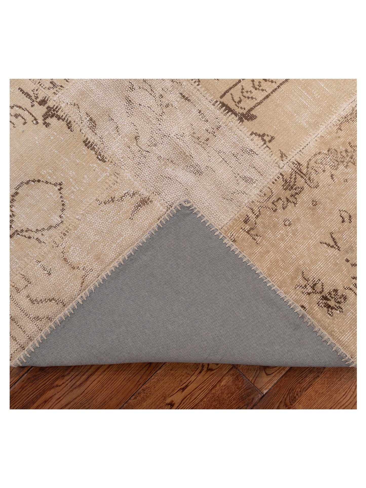 Turkish Vestige Patchwork 154357 Ivory Ivory 4.11x7.10 Hand Knotted Rug