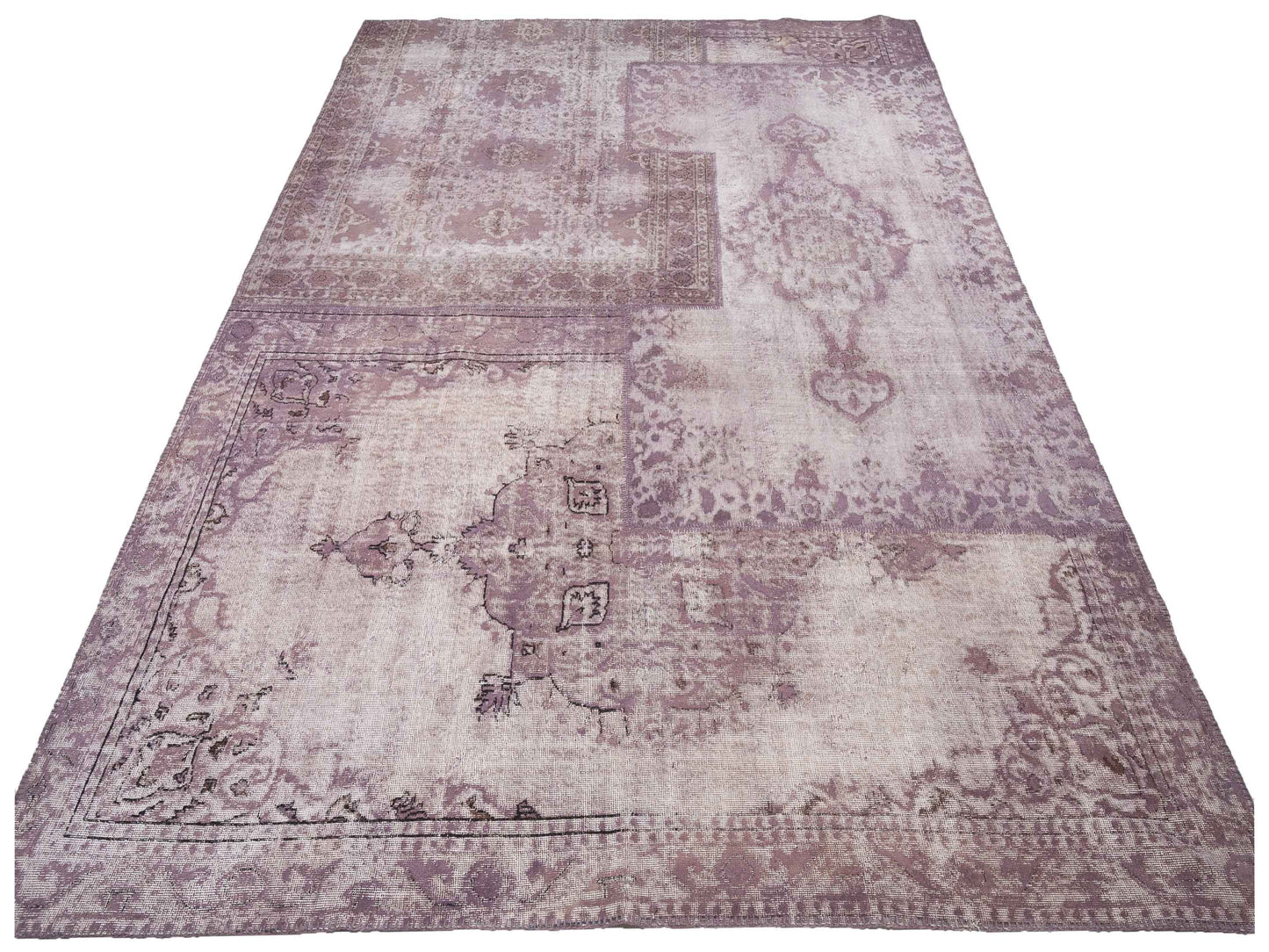 Turkish Vestige Patchwork 146040 Purple 10.1x13.1 Hand Knotted Rug