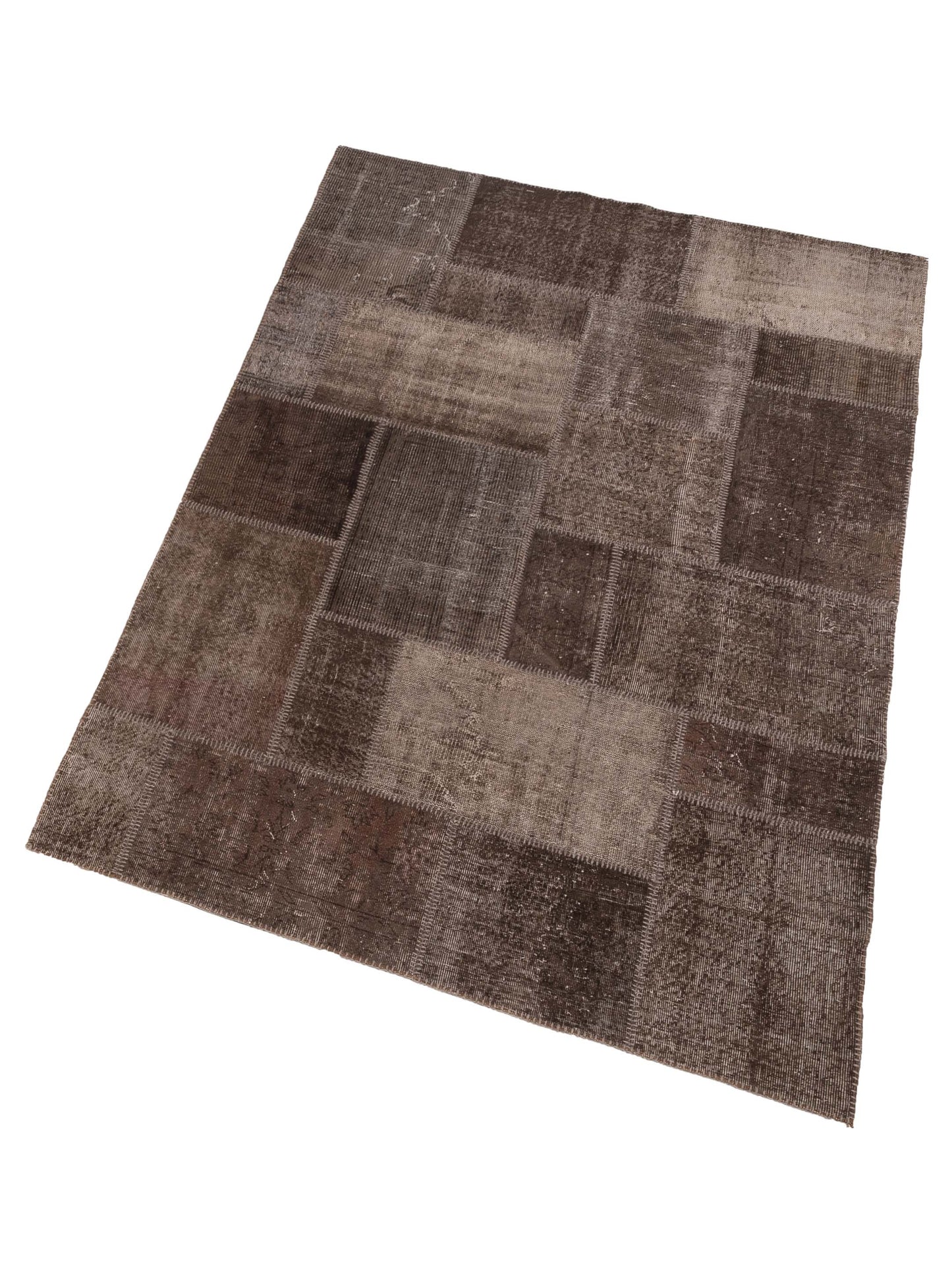Turkish Vestige Patchwork 110185 Dark Brown 6x9 Hand Knotted Rug