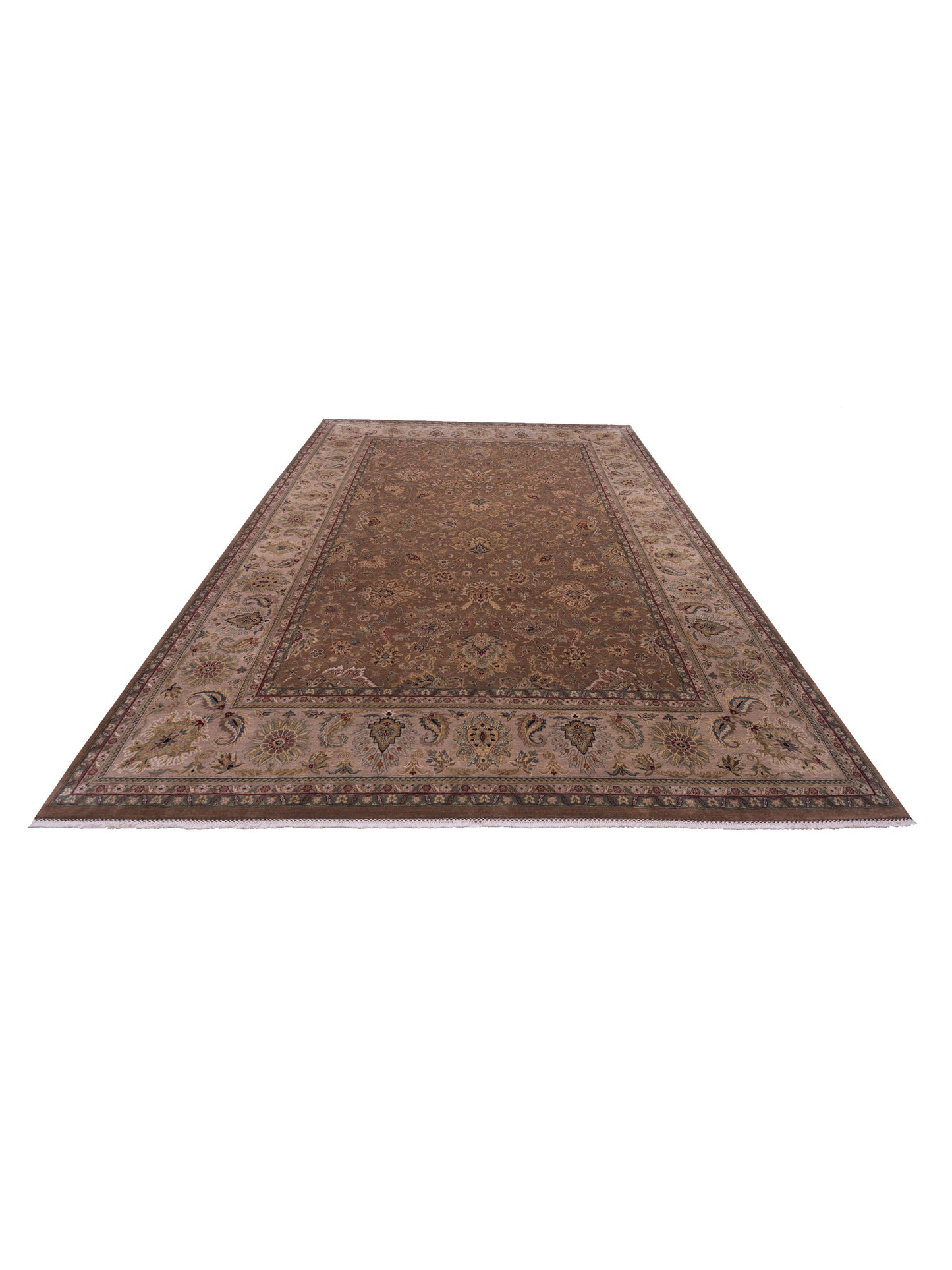 Crown 96411 Brown Light Brown 10.2x14.2 Hand Knotted Rug