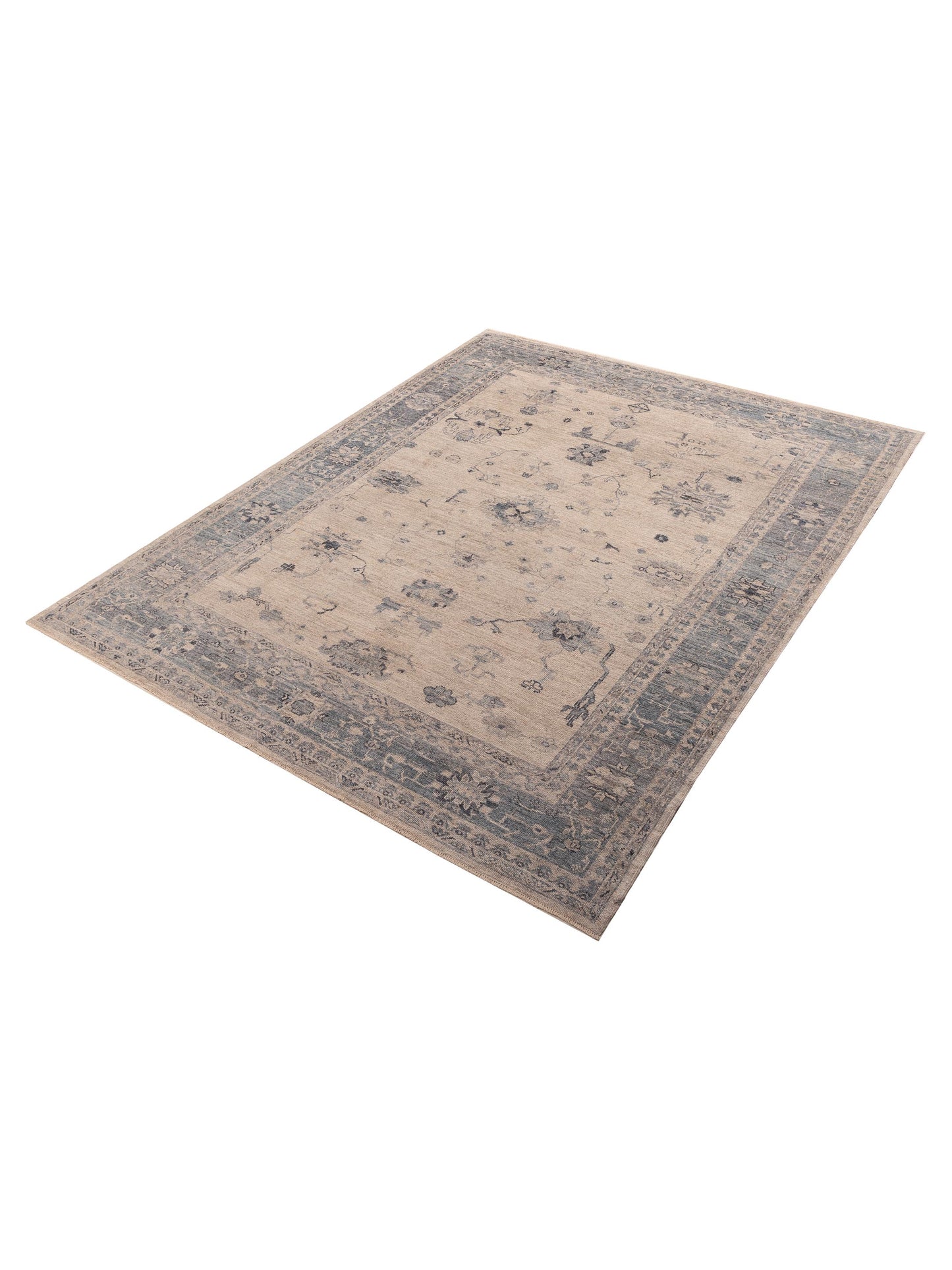 Angora Oushak 156108 Silver Blue 9.1x11.5 Hand Knotted Rug