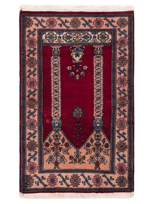 Nomad Bokhara  Burgundy Pink Traditional