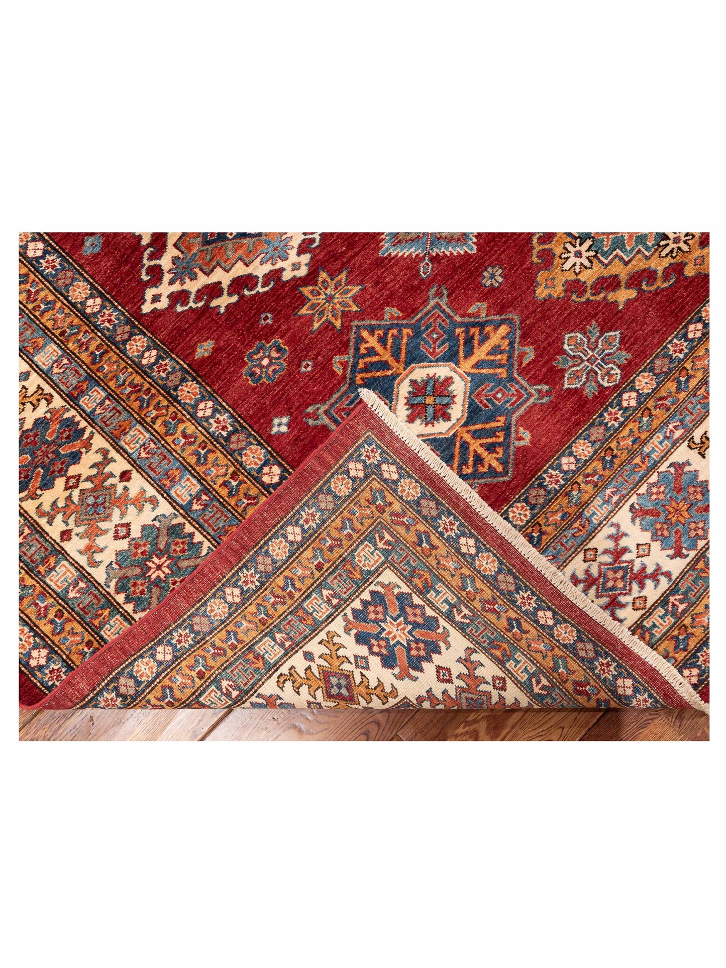 Artisan Kazak 151920 Red Ivory 8x9.8 Hand Knotted Rug