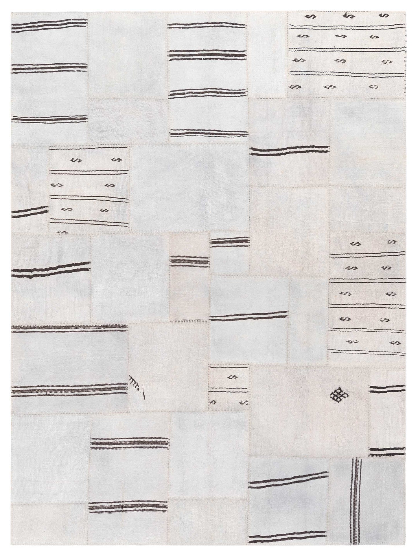 Pasha Turkish Vestige Patchwork  Ivory Silver Contemporary