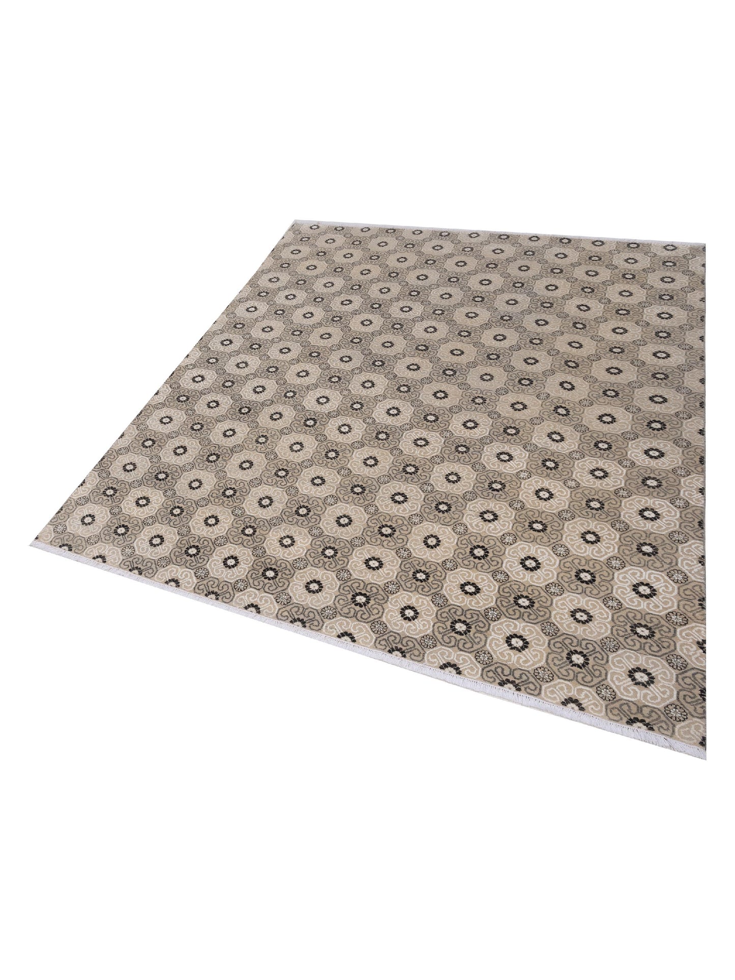 Aurore 120462 Ivory Gray 8.2x10.2 Hand Knotted Rug