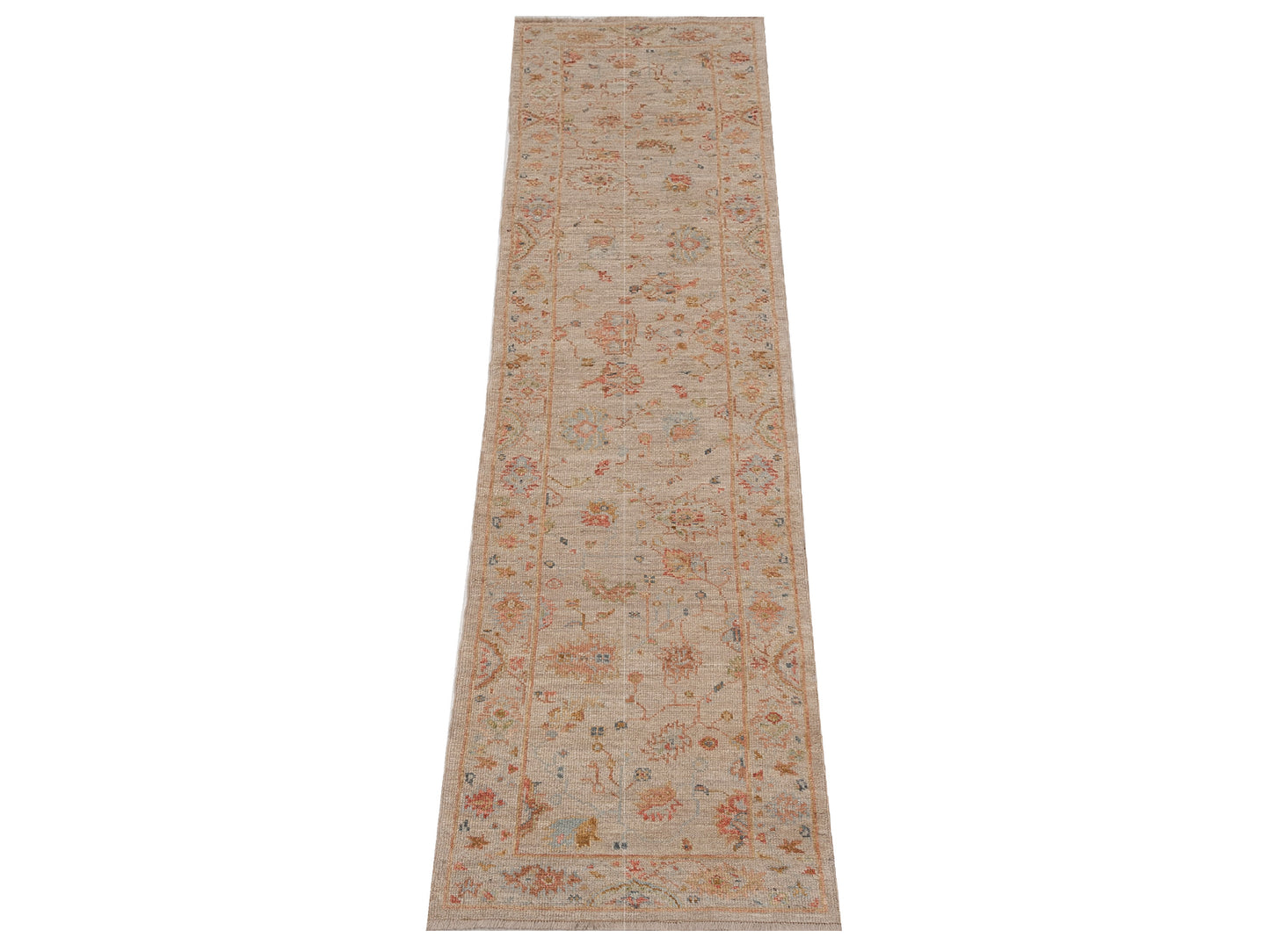 Angora Oushak 149469 Beige Beige 2.6x11.5 Hand Knotted Rug