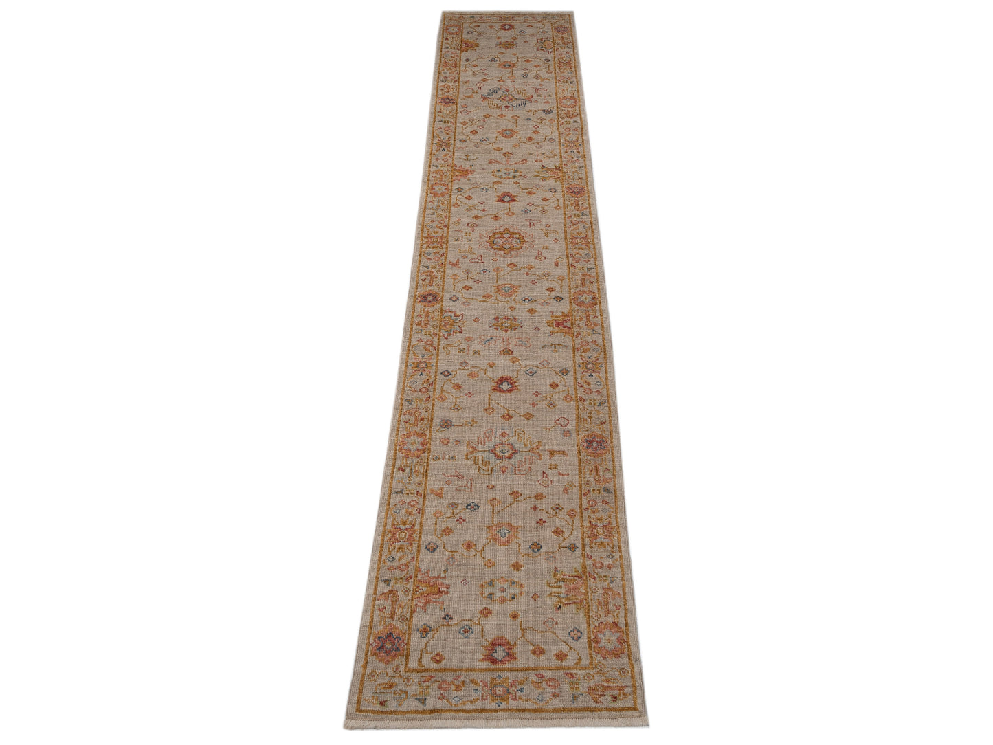 Angora Oushak 146500 Ivory Silver 2.7x13.2 Hand Knotted Rug