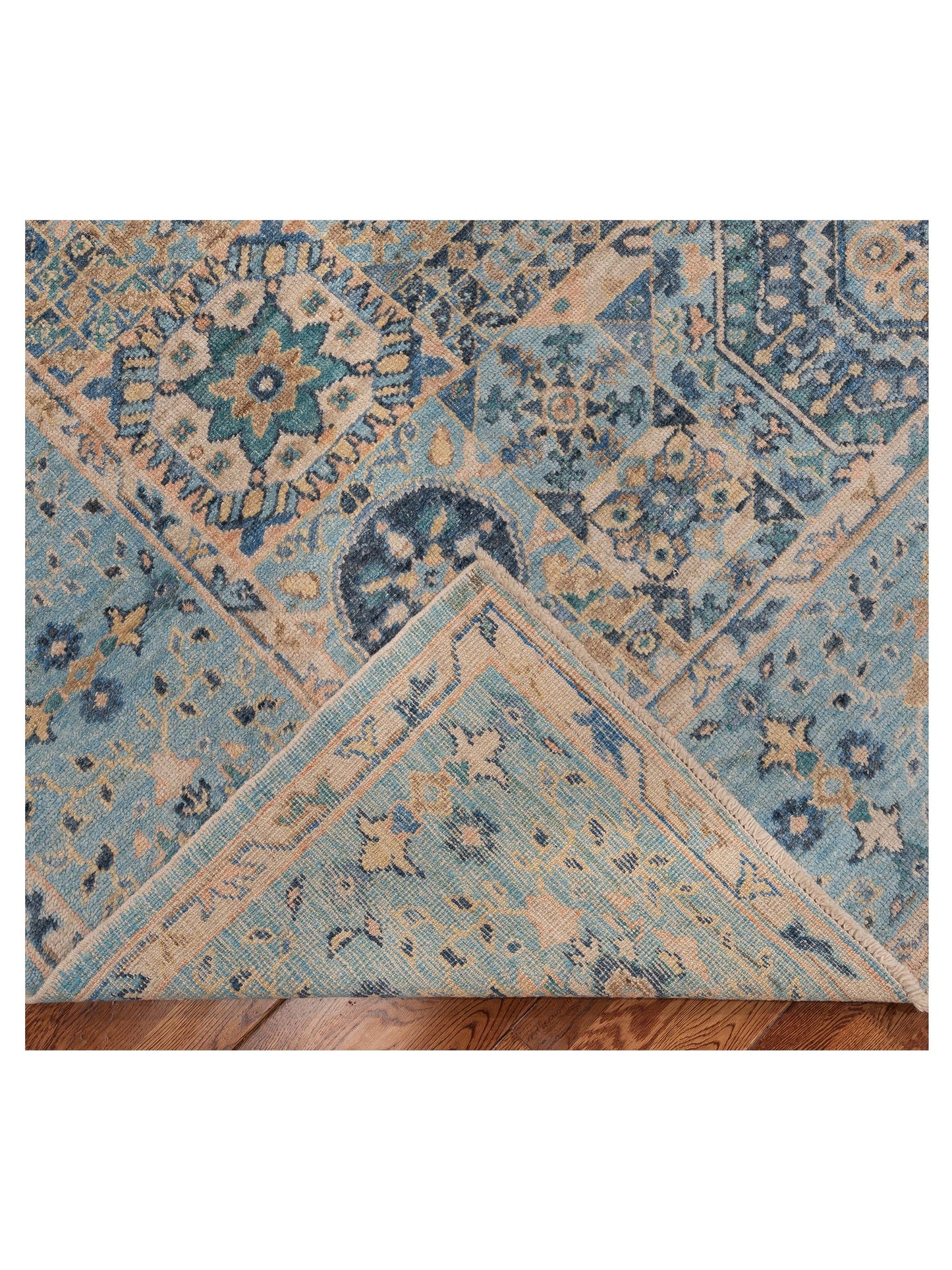 Angora Oushak 154966 Blue Blue 9.4x11.9 Hand Knotted Rug