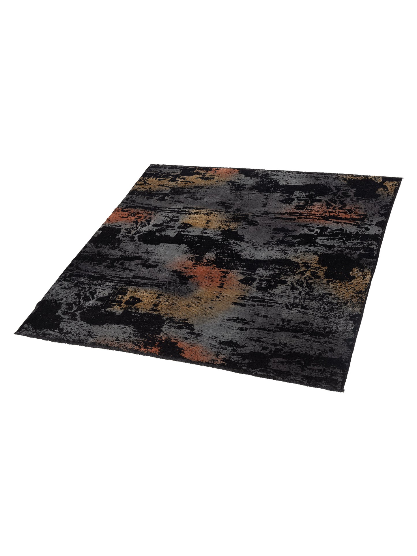 Vintage 111532 Black Gray 6.6x6.8 Hand Knotted Rug
