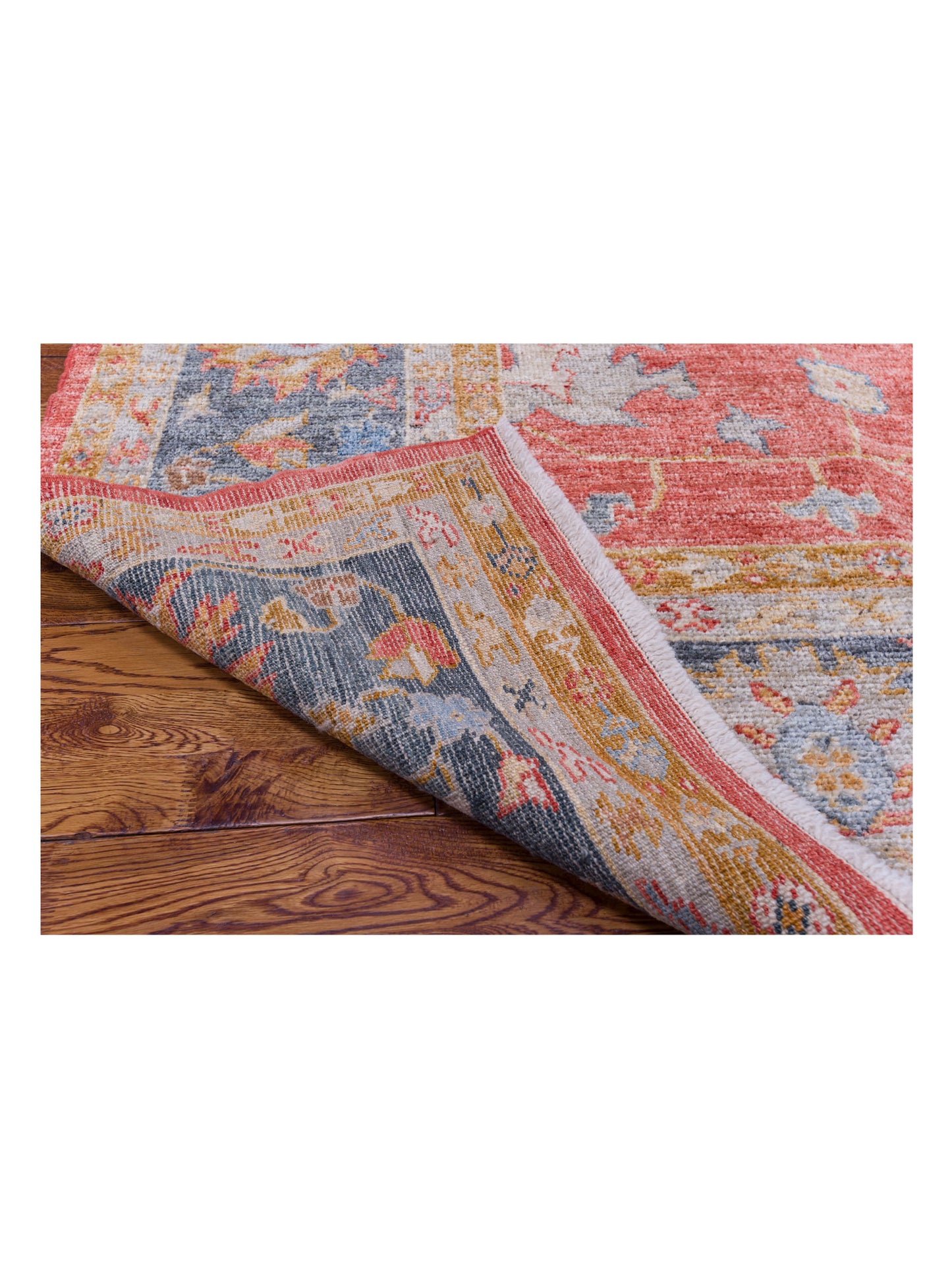 Angora Oushak 144493 Red Teal Blue 10.5x14.3 Hand Knotted Rug