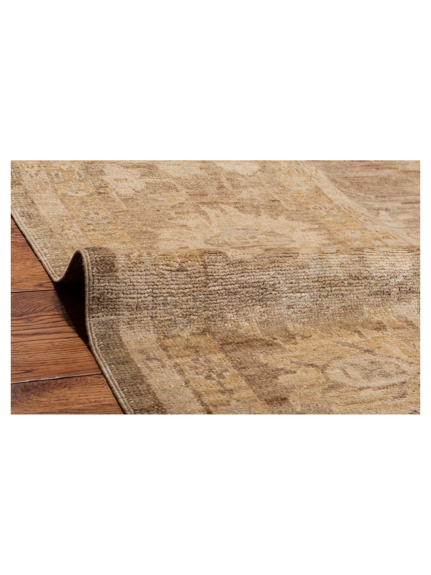 Angora Oushak 130312 Green Brown 13.6x17 Hand Knotted Rug