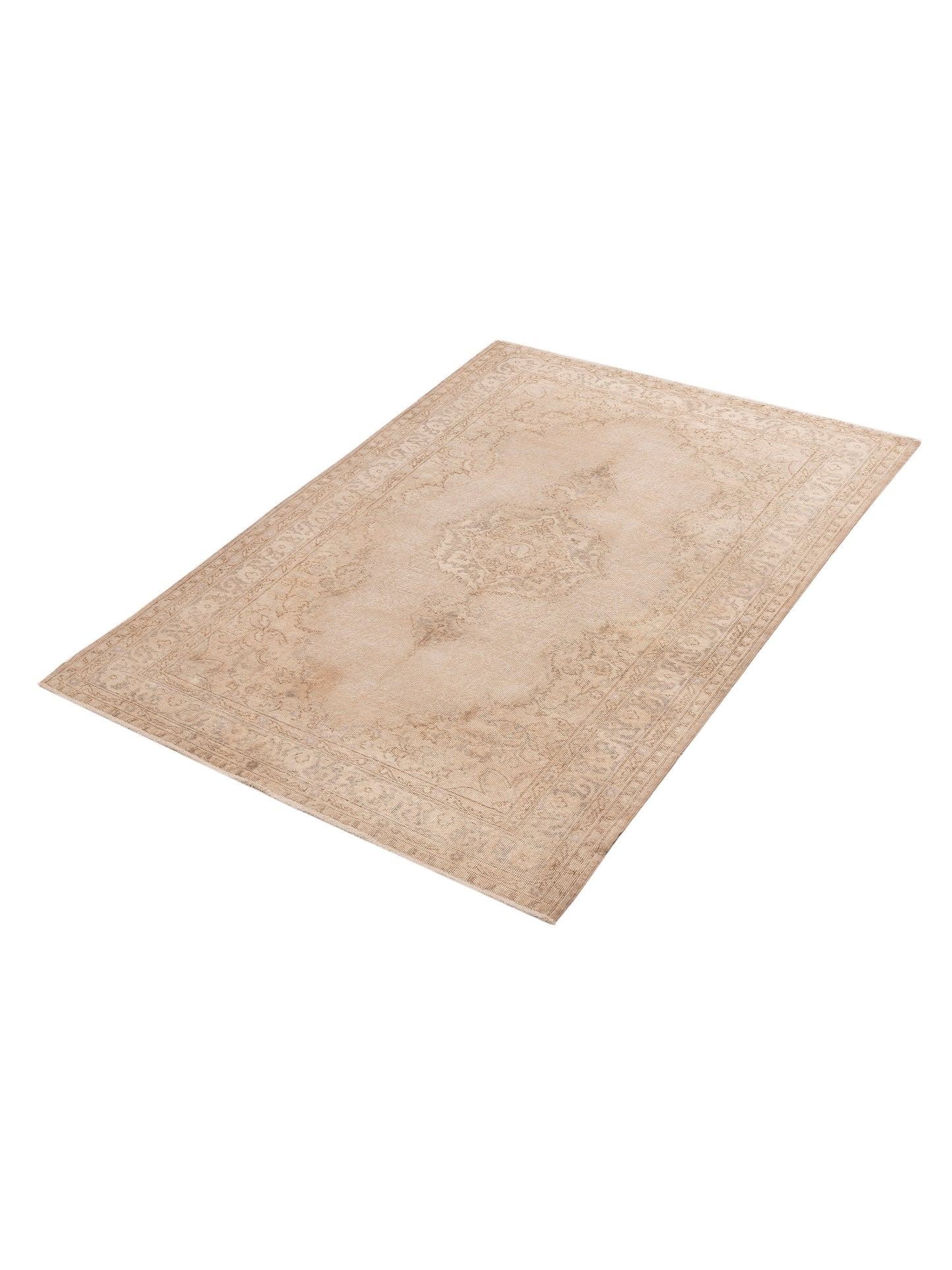 Vintage 121976 Beige 5.7x7.11 Hand Knotted Rug