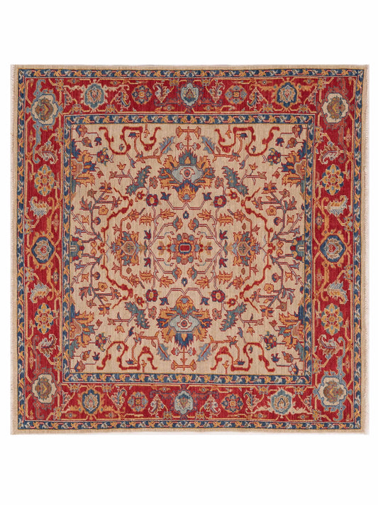 Pasha Antique Loom Fine  Ivory Red Traditional