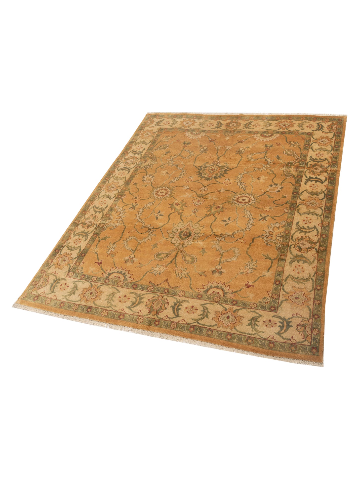 Oushak Shah 86681 Gold Ivory 8x9.11 Hand Knotted Rug