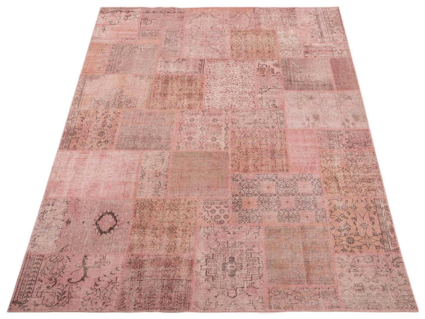 Turkish Vestige Patchwork 149168 Pink 9.1x12 Hand Knotted Rug