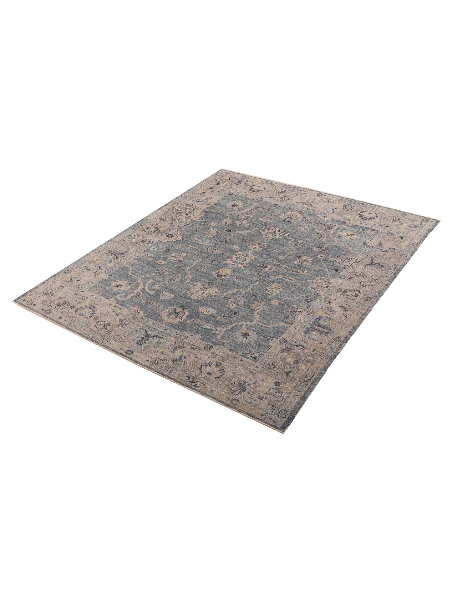 Angora Oushak 156118 Blue Gray 8.2x9.8 Hand Knotted Rug