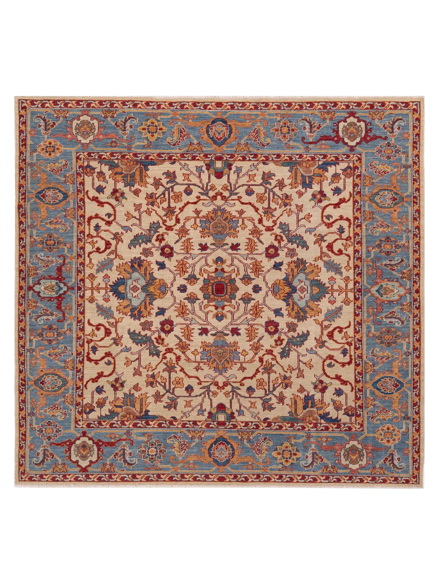 Pasha Antique Loom Fine  Ivory Blue Traditional