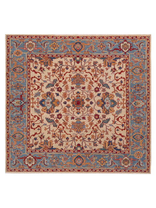 Pasha Antique Loom Fine  Ivory Blue Traditional
