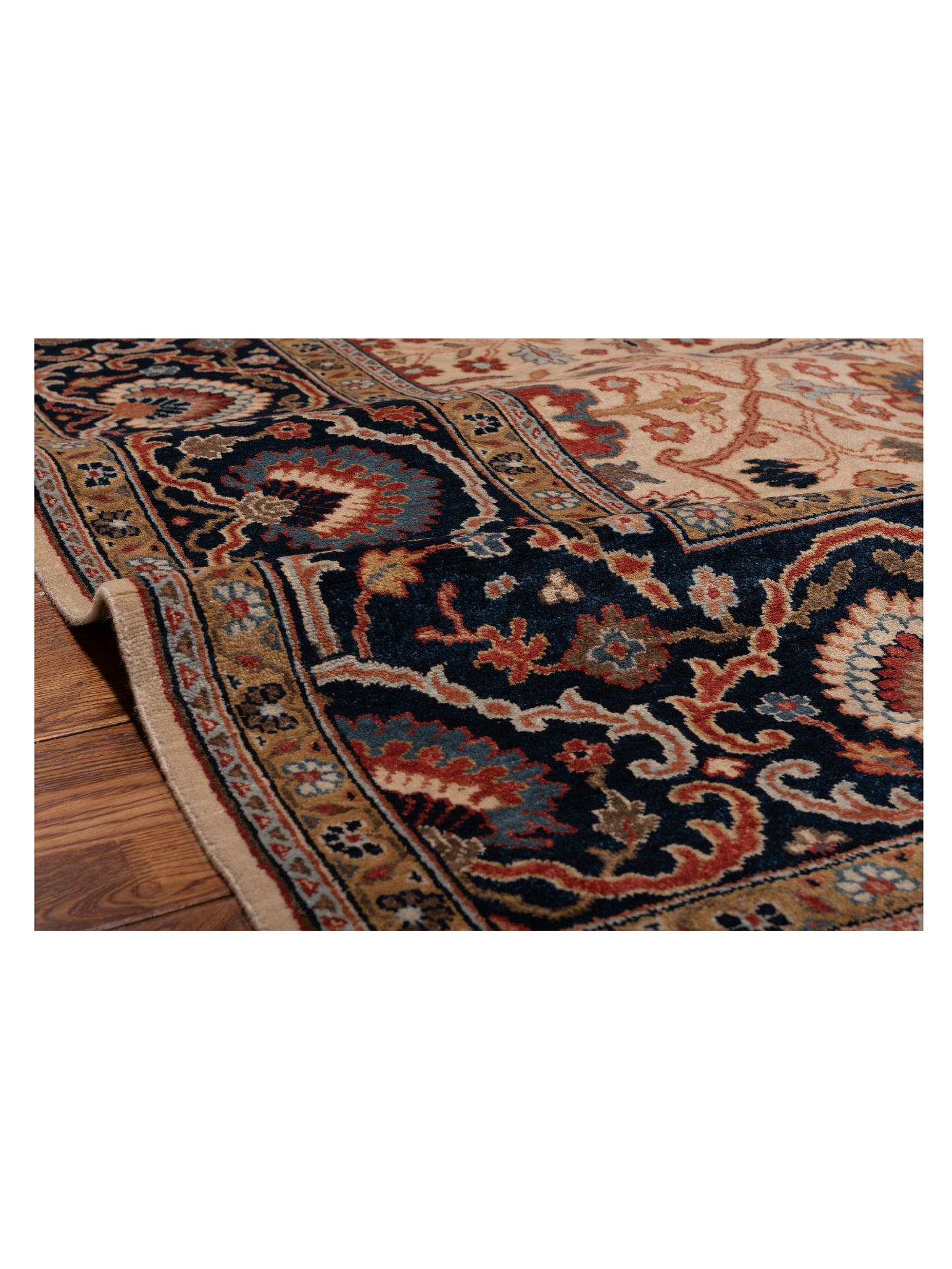 Crown 133174 Ivory Navy 9x11.11 Hand Knotted Rug