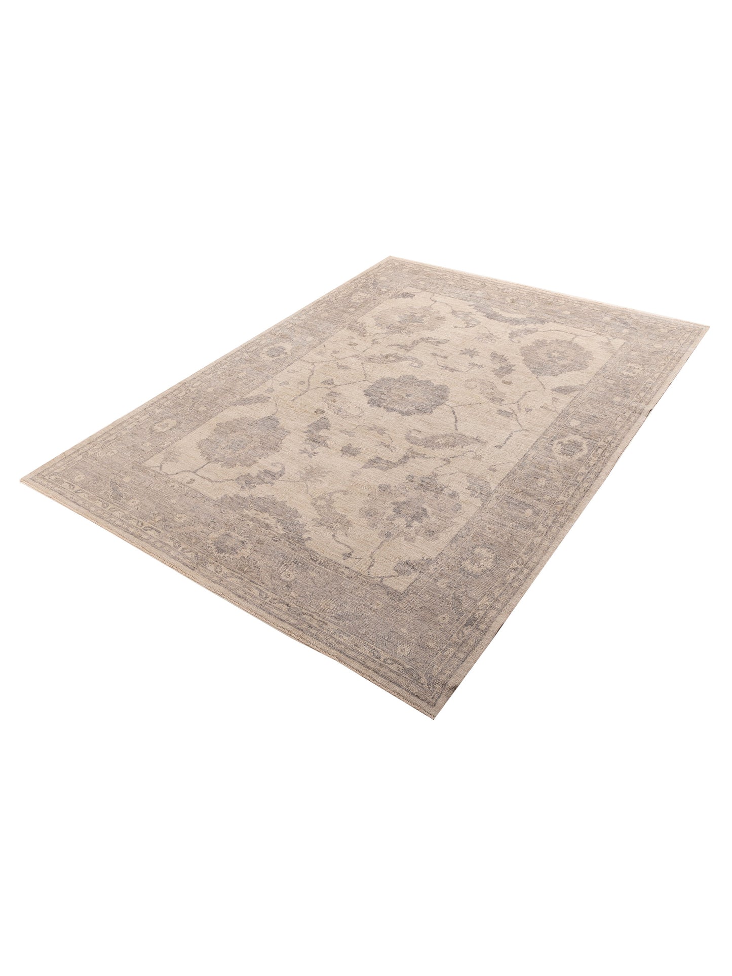 Angora Oushak 156061 Ivory Gray 9.2x12.6 Hand Knotted Rug