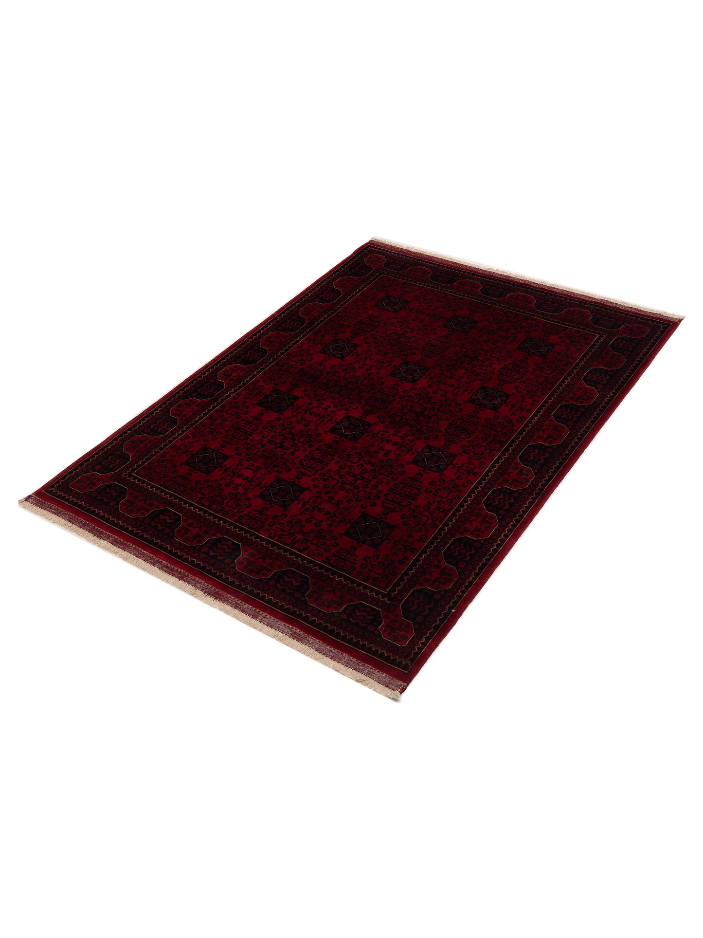 Afghan Belcik 153577 Red Navy 5.9x8.2 Hand Knotted Rug