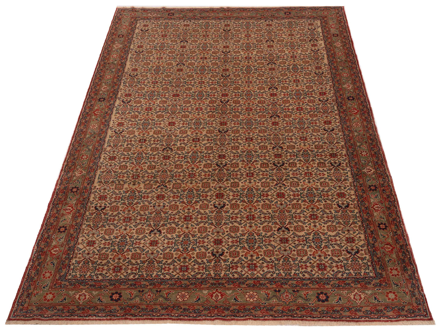Antique Loom 147393 Ivory Sage Green 6.9x9 Hand Knotted Rug