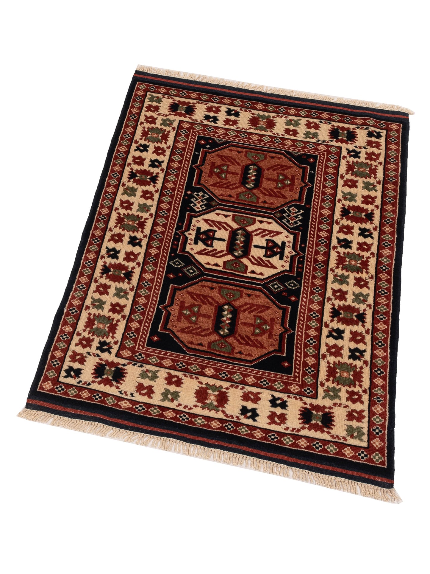 Turkish Shirwan 148363 Navy Ivory 3.1x4.7 Hand Knotted Rug